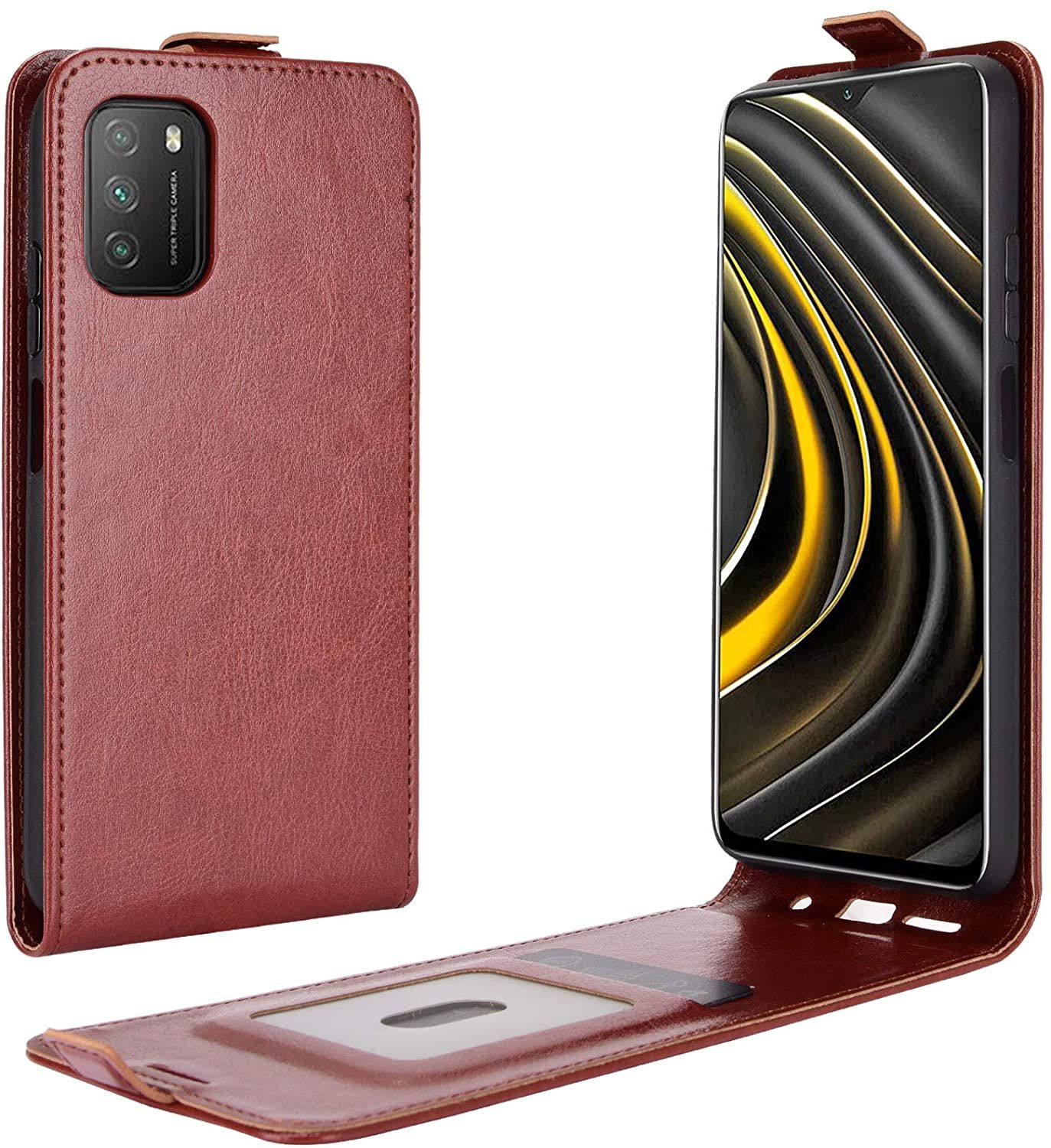 Xiaomi Poco M3 Case, Vertical Flip Folio Phone Case PU Leather Protective Cover Magnetic Closure Shell with Card Slot for Xiaomi Poco M3 Phone Case