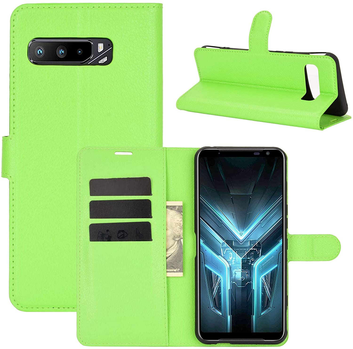 for Asus ROG Phone 3 ZS661KS Case, PU Leather with Card Holder Case Wallet Flip with Stand Cover Protective Shell for Asus ROG Phone 3 ZS661KS Phone Case
