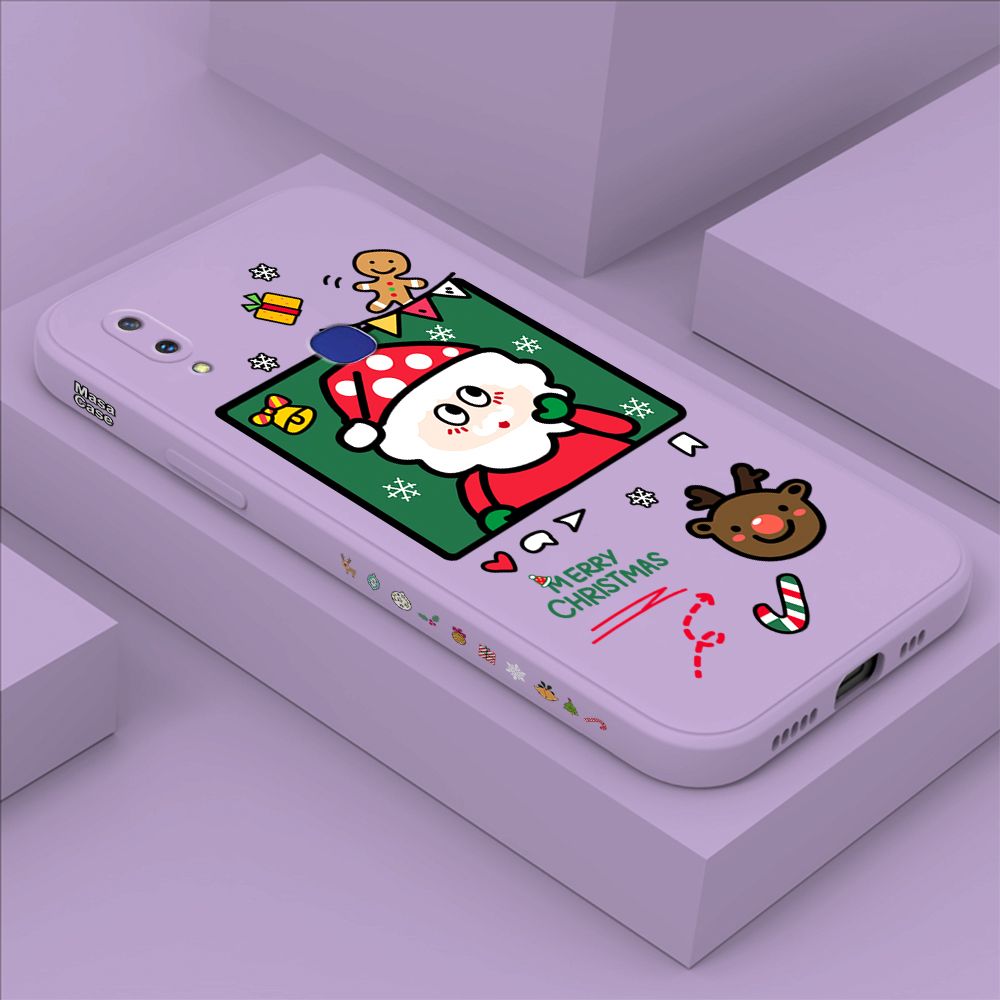 ZeroQiQi for Vivo V11I Case Santa Claus Christmas Gifts Side Printing Cases Soft Liquid Silicone Phone Cover