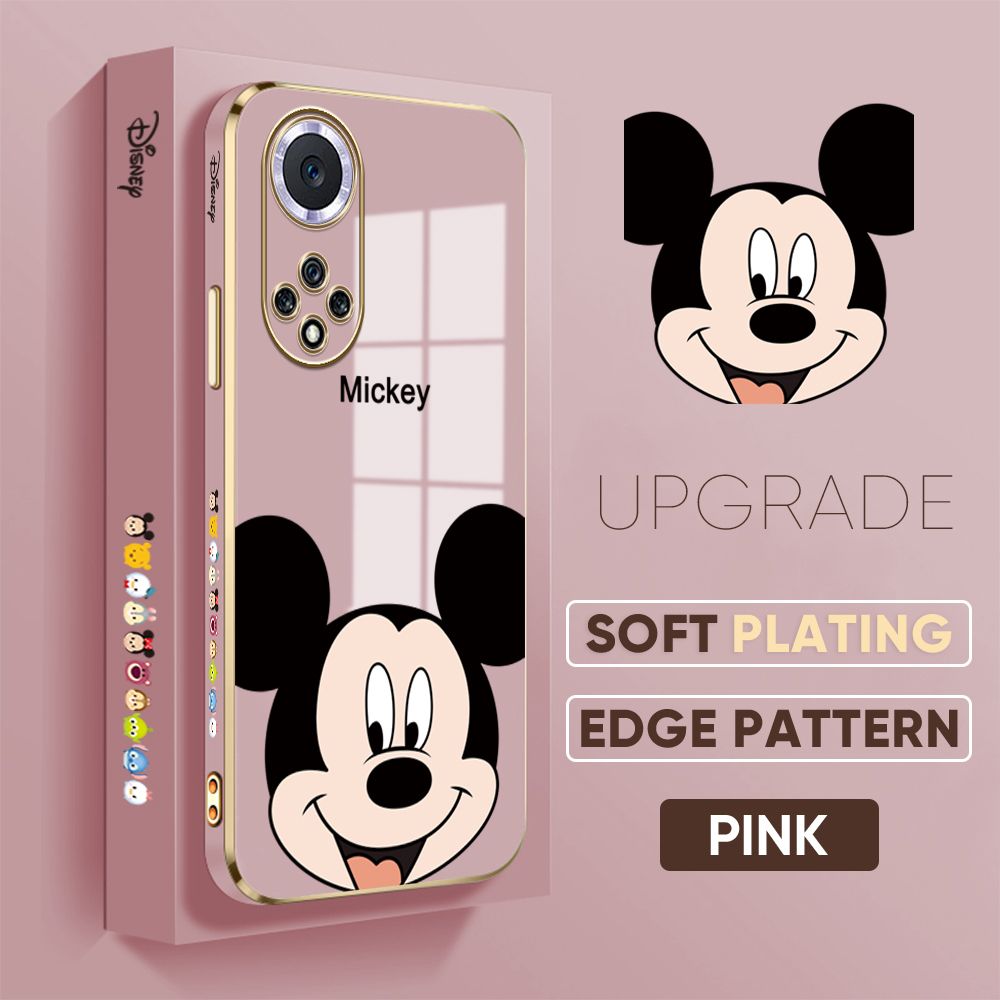 Jizetin (Free Lanyard) Huawei Nova 9 Back Cover Cartoon Mouse Luxury 6D Plating Case Side Pattern Soft Silicone Square Phone Cases