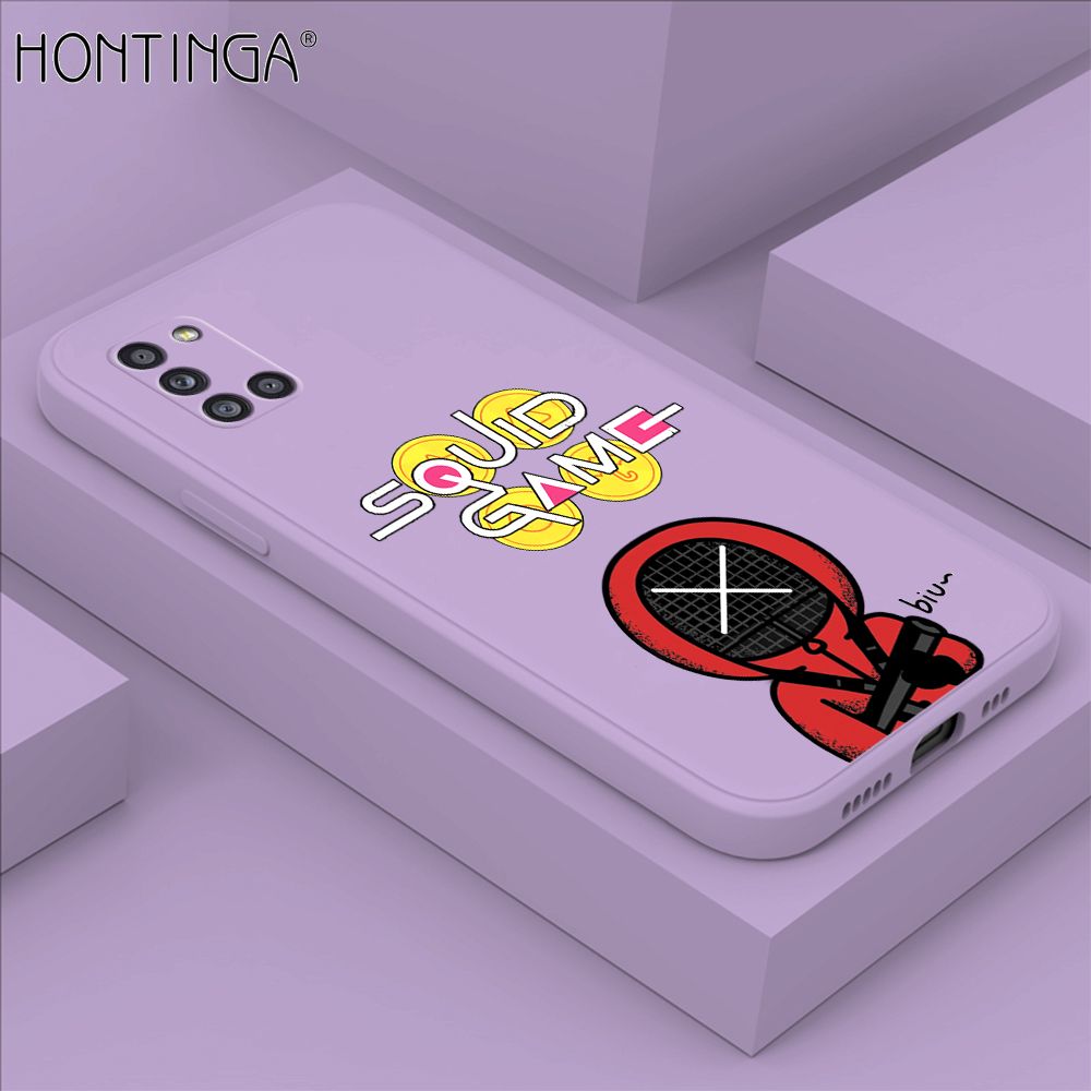 Hontinga for Samsung Galaxy A31 Case Fashion Cartoon Electric Baton Judge Role Phone Cover Square Liquid Silicone Trend Phone Case