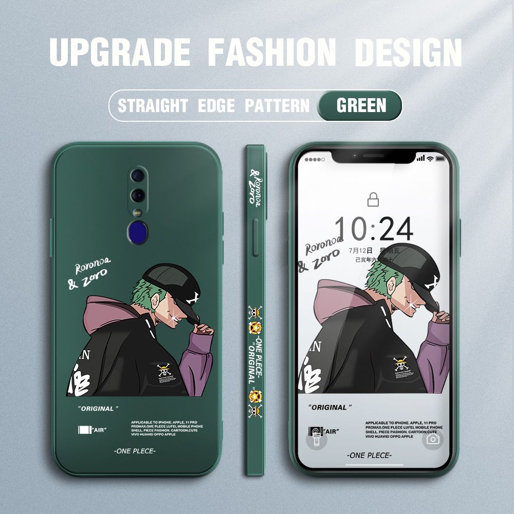 Jizetin for OPPO F11 Case Anime One Piece Roronoa Zoro Side Design Phone Case Ultra Soft Edge Pattern Liquid Silicone Phone Cases