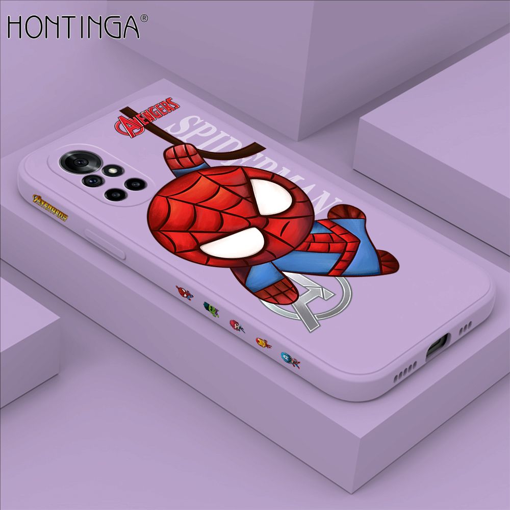 Hontinga for Huawei Nova 8 Pro Case Side Design Cartoon Little Spider Back Cover Soft Square Edge Pattern Liquid Silicone Trend Phone Cases