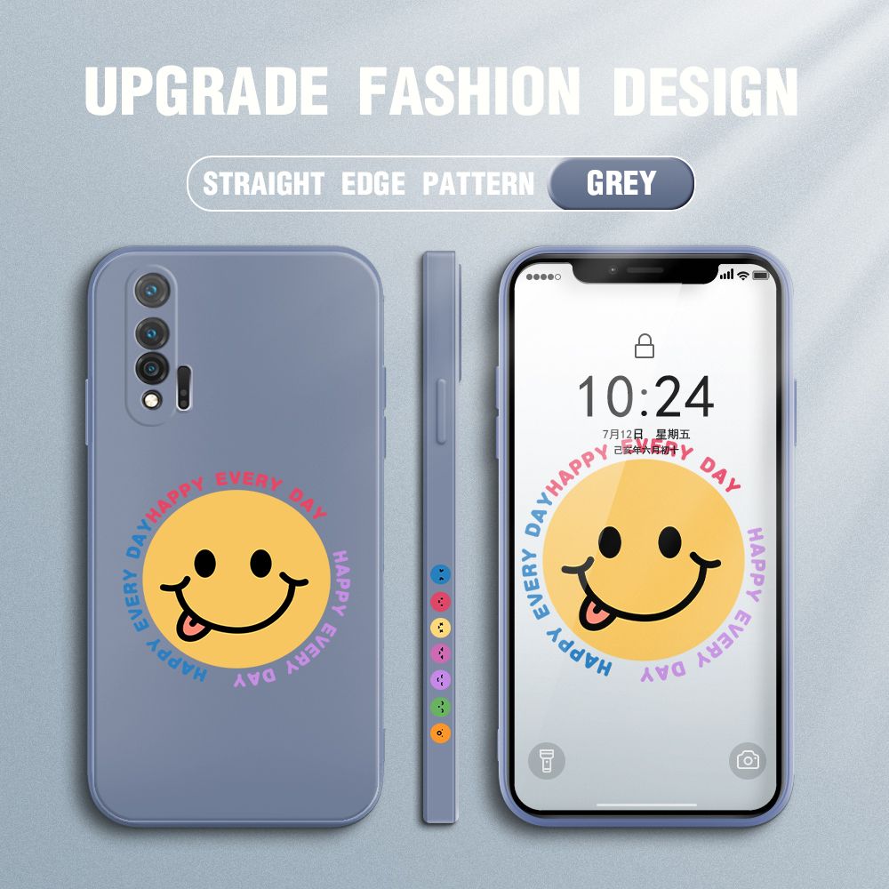 FHKL for Huawei Nova 6 Back Cover Cartoon Smile Side design Soft Case Multicolor Liquid Silicone Phone Cases