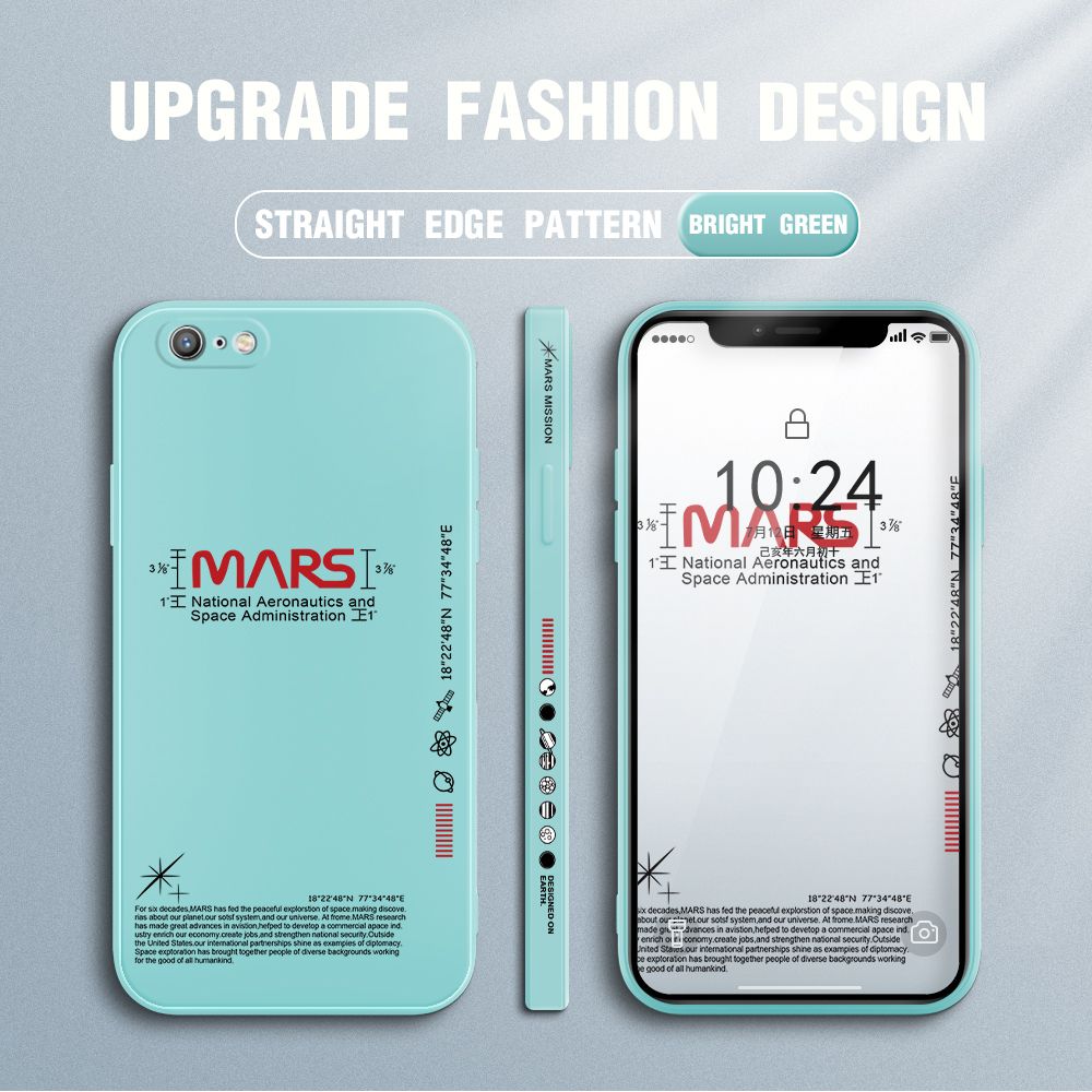 Jizetin for iPhone 6s Plus / iPhone 6 Plus Case New NASA Design Side Design Phone Case Square Edge Pattern Liquid Silicone Cases Full Cover Camera Soft Protection Case