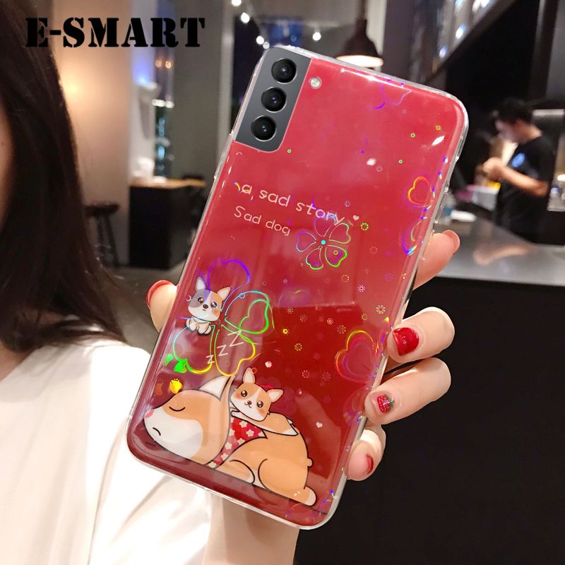 Phone Case Samsung Galaxy S22 Plus Back Cover Cute Cartoon Bear Cases Soft Silicone Colorful Cherry Blossoms for Samsung S22 Plus Case