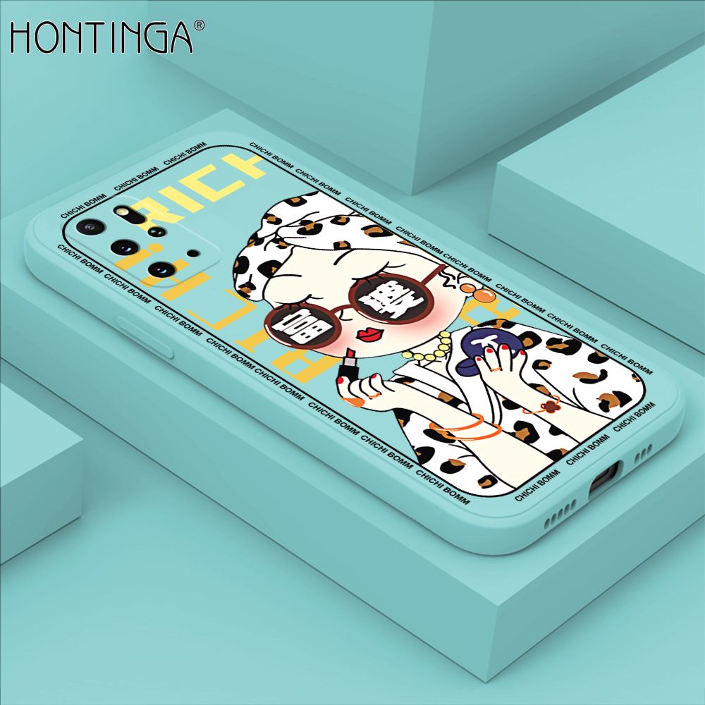 Hontinga for Samsung S20 Plus Case Fashion Sunglasses Rich Girl Phone Case Phone Case Soft Square Edge Silicone Cases Full Lens Cover Shockproof Protection Cover