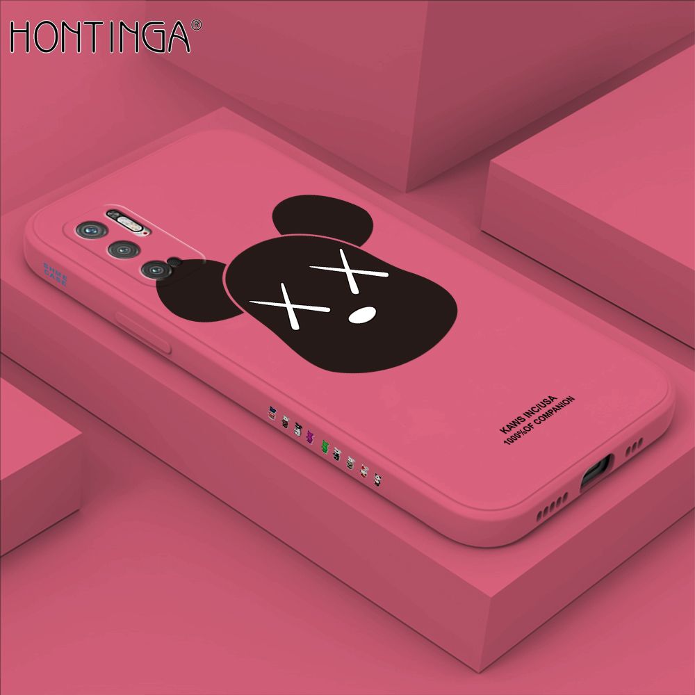 Hontinga for Xiaomi Redmi Note 10 5G Case Side Design Violent Bear Head Back Cover Soft Square Edge Pattern Liquid Silicone Trend Phone Cases