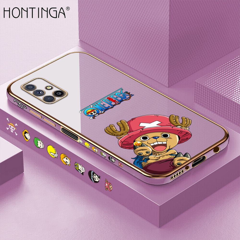 Hontinga for Samsung M51 Back Cover + Free Lanyard Luxury 6D Plating Cute Cartoon Choba Side Pattern Case Soft Silicone Square Mobile Cover