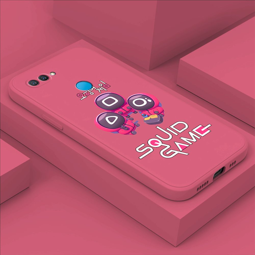 ZeroQiQi for OPPO A12S Case Cute Cartoon Cute Squid Character Phone Cover Square Liquid Silicone Shockproof Phone Protective Case
