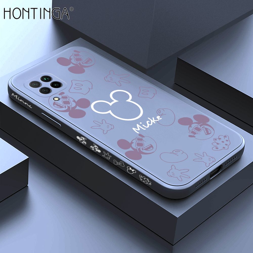 Hontinga for Huawei Nova 7I Case Side Design Cute Mouse Avatar Back Cover Soft Square Edge Pattern Liquid Silicone Trend Phone Cases