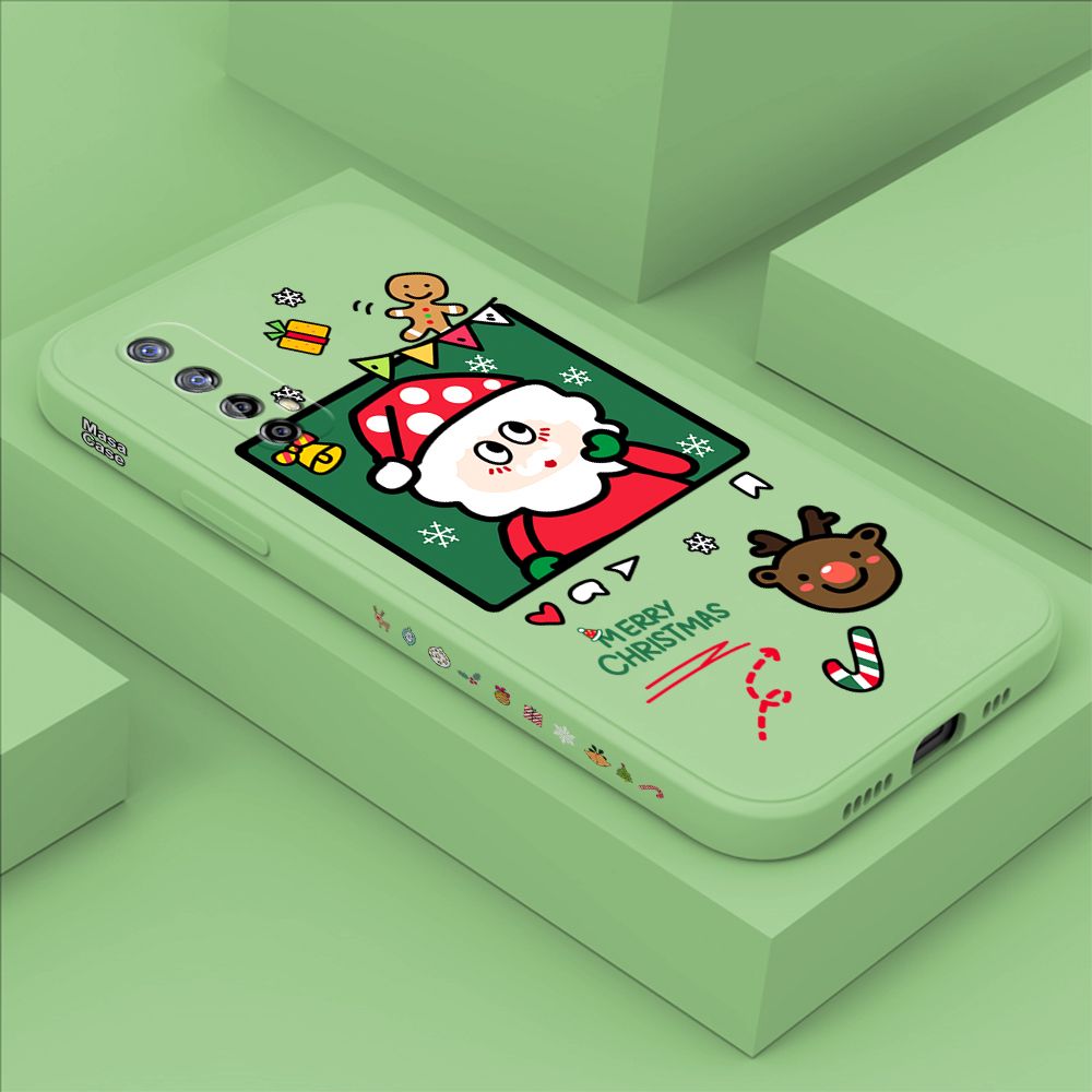 ZeroQiQi for Realme 7 Case Santa Claus Christmas Gifts Side Printing Cases Soft Liquid Silicone Phone Cover
