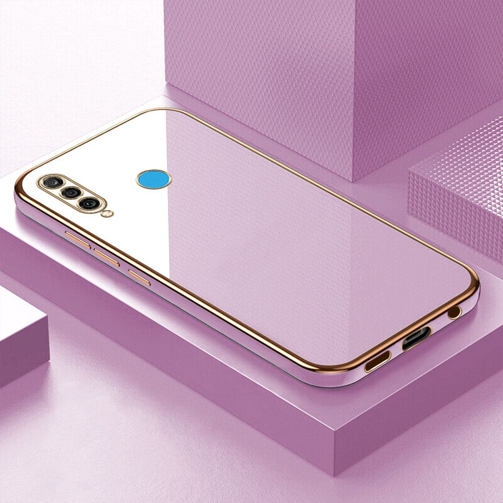 Luxury 6D Plating Soft Casing Silicone Square Frame Phone Case For Huawei P30 Lite Case Shiny Bling Back Cover + Free Lanyard
