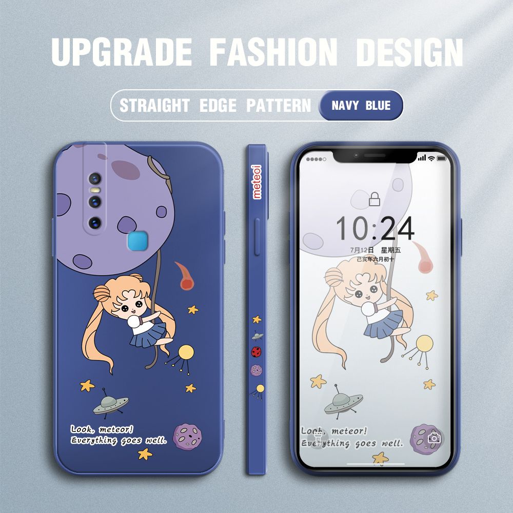 UCUC for Vivo V15 Back Cover Beauty Warrior Ultra Thin Soft Luxury Square Multicolor Liquid Silicone Phone Case