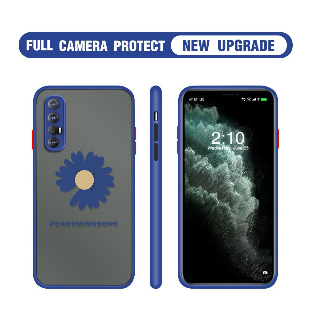 Hontinga for OPPO Reno 3 Pro Case Daisy Flower Cover Camera Shockproof Protection Case Edge Frosted Transparent Phone Cover