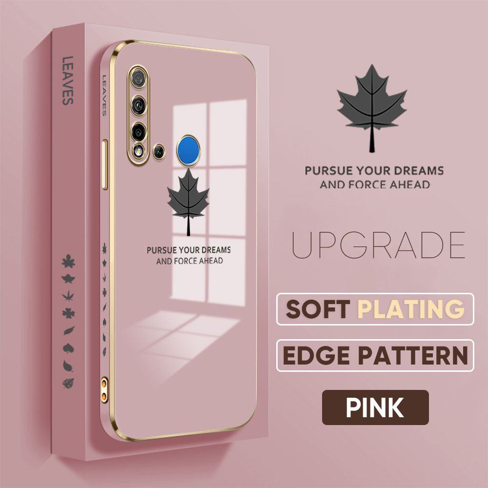 TA for Huawei Nova 5i / P20 Lite 2019 Back Cover + Free Lanyard Maple Leaf Luxury 6D Plating Case Side Pattern Soft Silicone Square Phone Cases