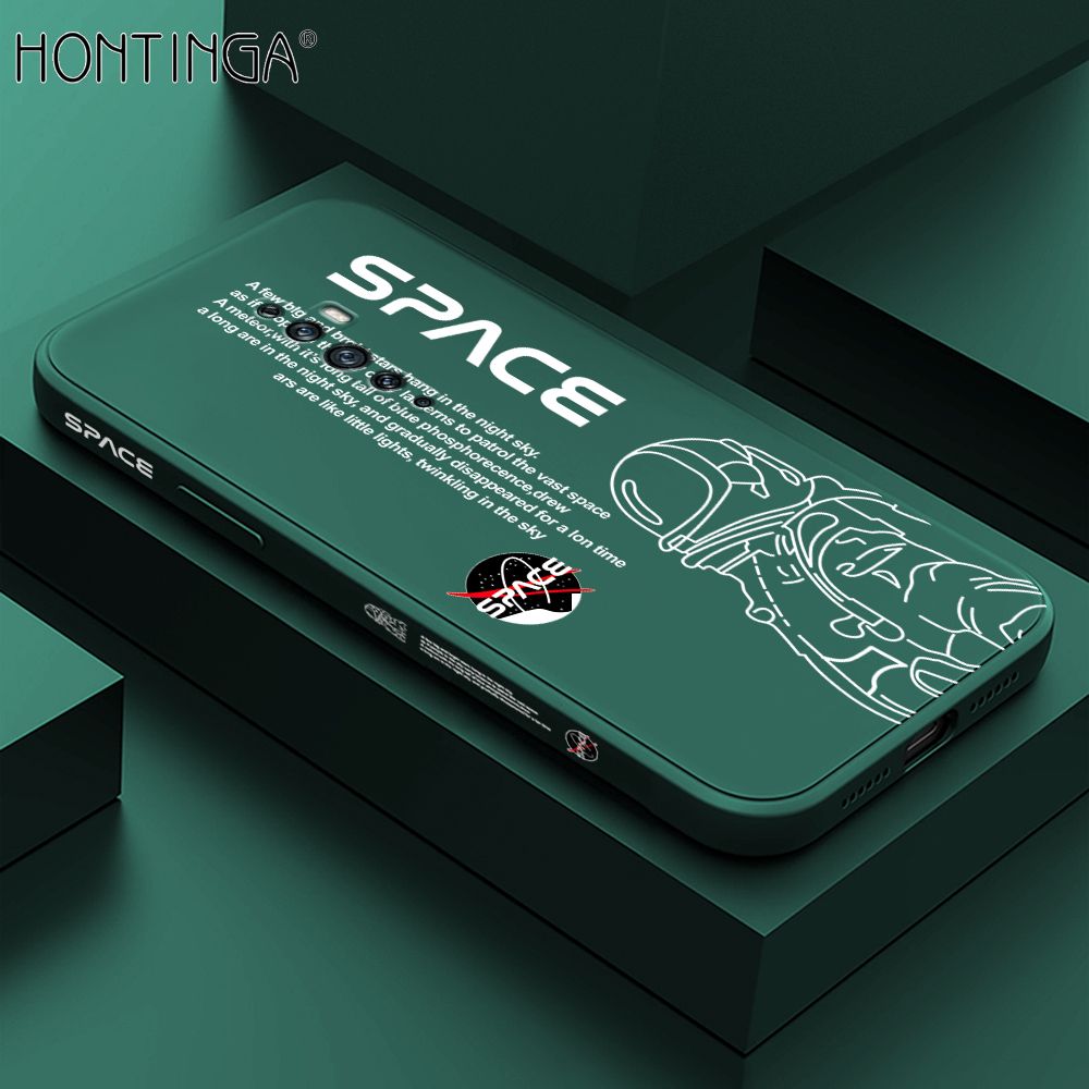 Hontinga for OPPO Reno 2F Back Cover Cool Astronaut Pattern Case Soft Square Edge Liquid Silicone Phone Cases