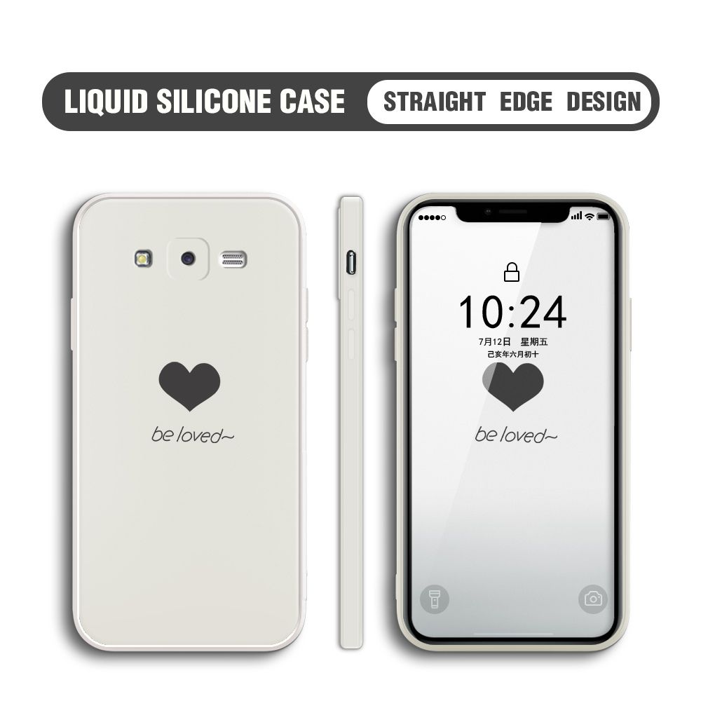 Jizetin for Samsung Galaxy J7 2015 / J7 Core Back Cover Little Love Multicolor Liquid Silicone Phone Case Soft Square Lens Protection Phone Cases