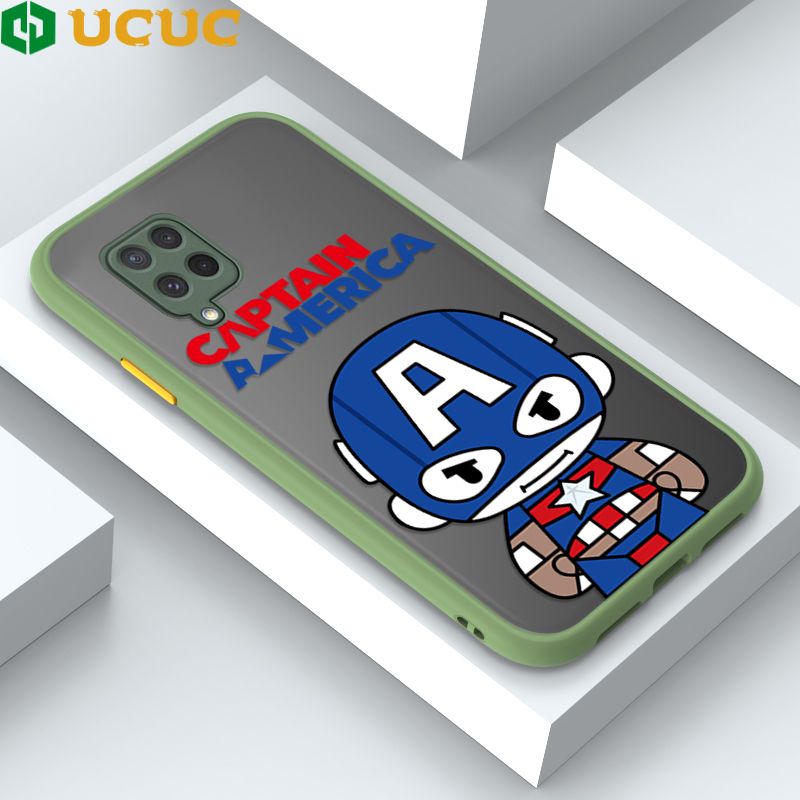 UCUC for Samsung Galaxy M62 F62 Back Cover Captain America Frosted Transparent Hard Phone Case Thin Shockproof Full Cover Camera Protect Case