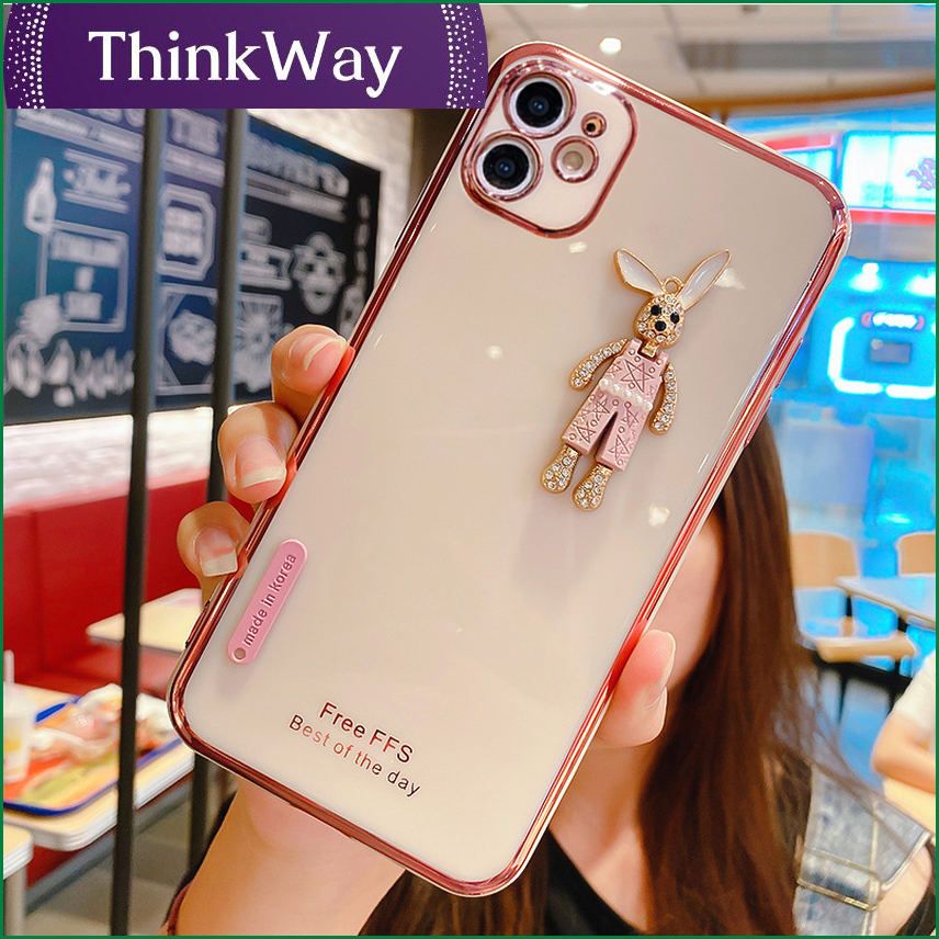 oppoReno6Pro mobile phone shell new rabbit realmeC20 protective sleeve electroplating a53A94F17 for women
