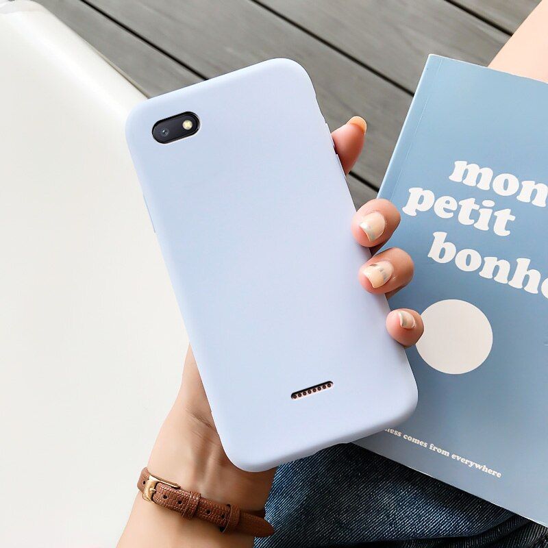For xiaomi Redmi 6A Case Silicone Macaron Colors Candy Soft TPU Simple Black Casing Phone Back Cover