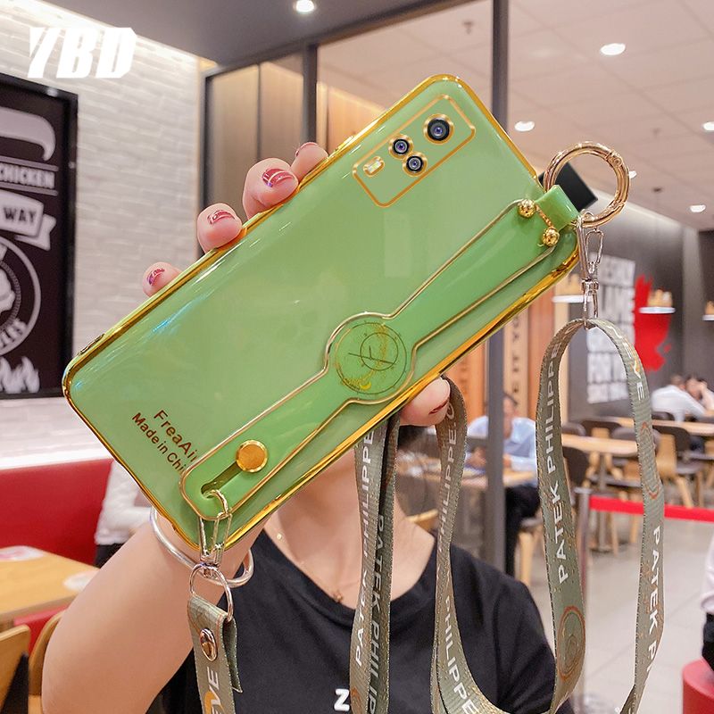 Wristband Phone Case For Vivo Y51  Y31  Y51A casing with Free lanyard , Electroplating candy color cases with Precise camera protection
