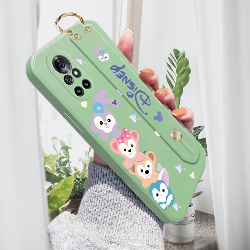 Jizetin for Huawei Nova 8 Wrist Strap Case Creative Cartoon Cute Bunny Cover Ultra Thin Anti Fall Liquid Silicone Phone Case