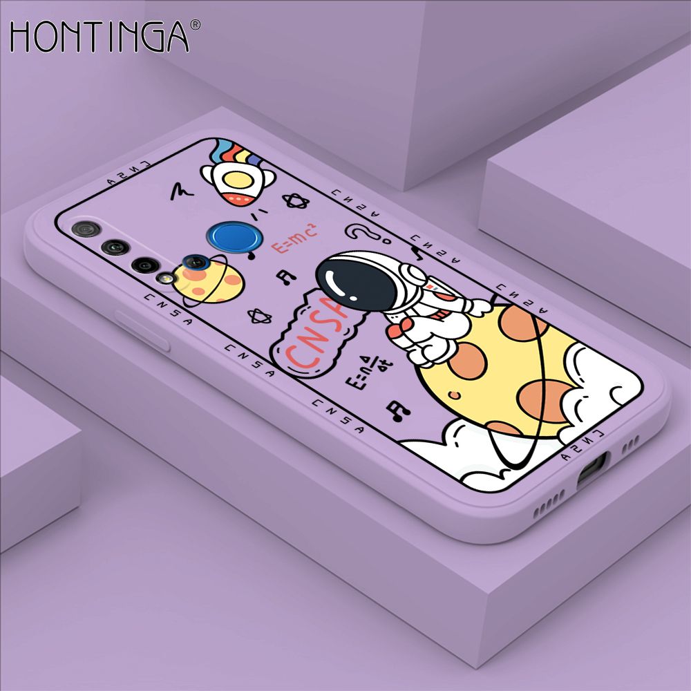 Hontinga for Huawei Nova 5i Case Cartoon Astronauts Phone Case Phone Case Soft Square Edge Silicone Cases Full Lens Cover Shockproof Protection Cover