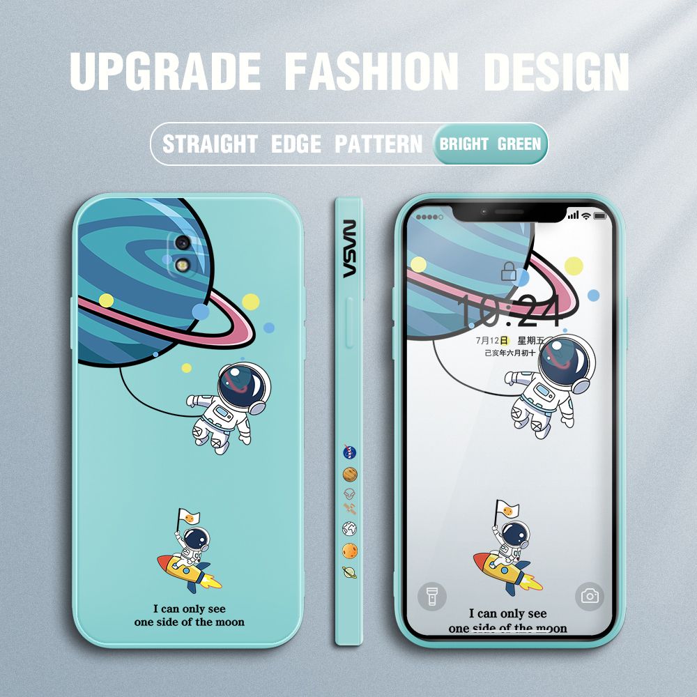 FHKL for Samsung Galaxy J7 Pro Back Cover Cartoon Astronaut Side design Soft Case Multicolor Liquid Silicone Phone Cases