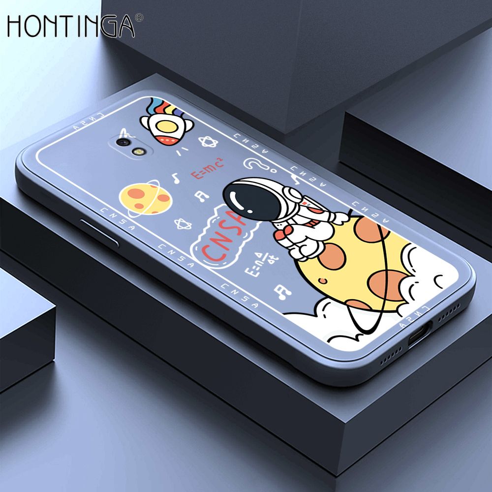 Hontinga for Samsung J7 Pro Case Cartoon Astronauts Phone Case Phone Case Soft Square Edge Silicone Cases Full Lens Cover Shockproof Protection Cover