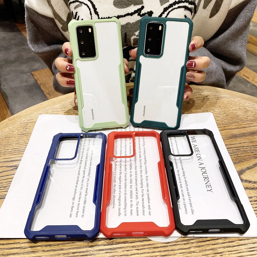 Transparent Cases for OPPO F9 F17 Phone Case Silicon + PC Hard Armor Case for OPPO F11 Pro / F17 Pro Shockproof Clear Cover