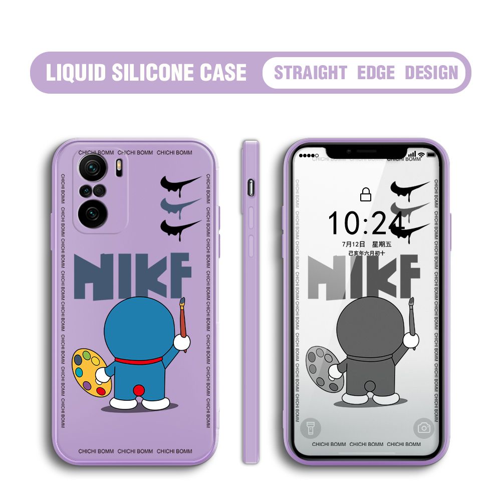 BILI for Xiaomi Poco F3 / Redmi K40 / K40 Pro Back Cover Cartoon Clown Multicolor Liquid Silicone Phone Case Soft Square Lens Protection Phone Cases