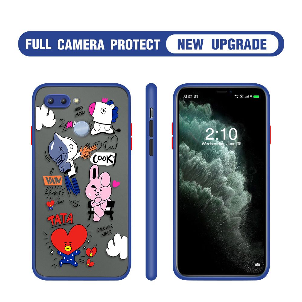 Hontinga for Redmi 6 Case Cute Cartoon Camera Shockproof Protection Cases Edge Frosted Transparent Phone Cover