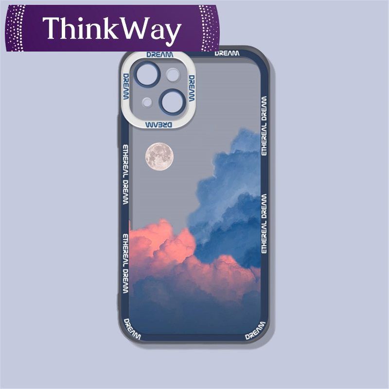 Retro INS Sunset Sky Clouds Moon Pattern Case For iPhone 13 12 11 Pro Max XR X XS 7 8 Plus SE2 Mini Shockproof Soft Clear Cover