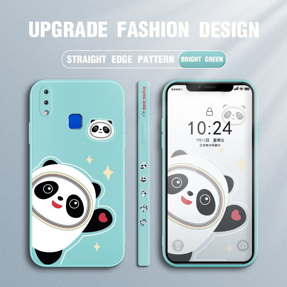 FHKL for Vivo Y95 Y91 Y91i Back Cover Bing Dwen Dwen Side design Soft Case Multicolor Liquid Silicone Phone Cases