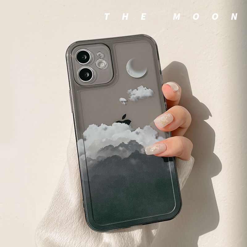 Black Transparent Cloud Pattern Soft Silicone Cover Mobile Phone Case  for Apple Cover for iPhone 14/14pro/14plus/14promax/13promax /13mini/12 mini / 11 Pro Max / XR / XS Max /xs/ SE2 / 7 /8 Plus