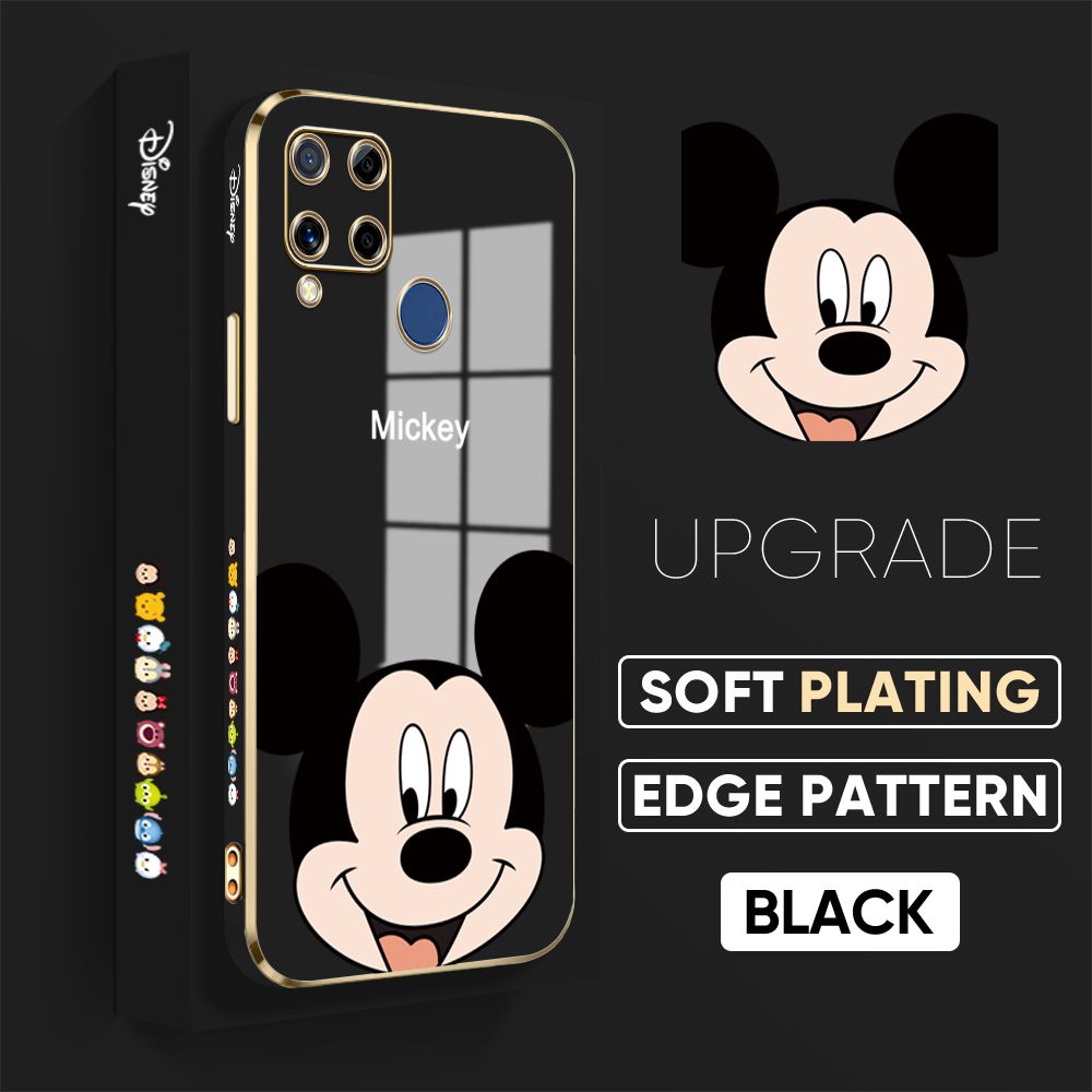 TA for Realme C15 / Realme C15 Qualcomm Edition Back Cover Cute Mouse Luxury 6D Plating Case Side Pattern Soft Silicone Square Phone Case