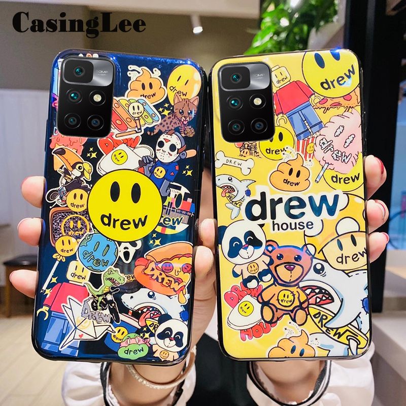 Casinglee For Redmi Note 11S Case Shockproof Fashion Cartoon Smile Face Blue Light Silicone Soft Phone Case for Redmi Note 11S Back Cover For girls and Boys