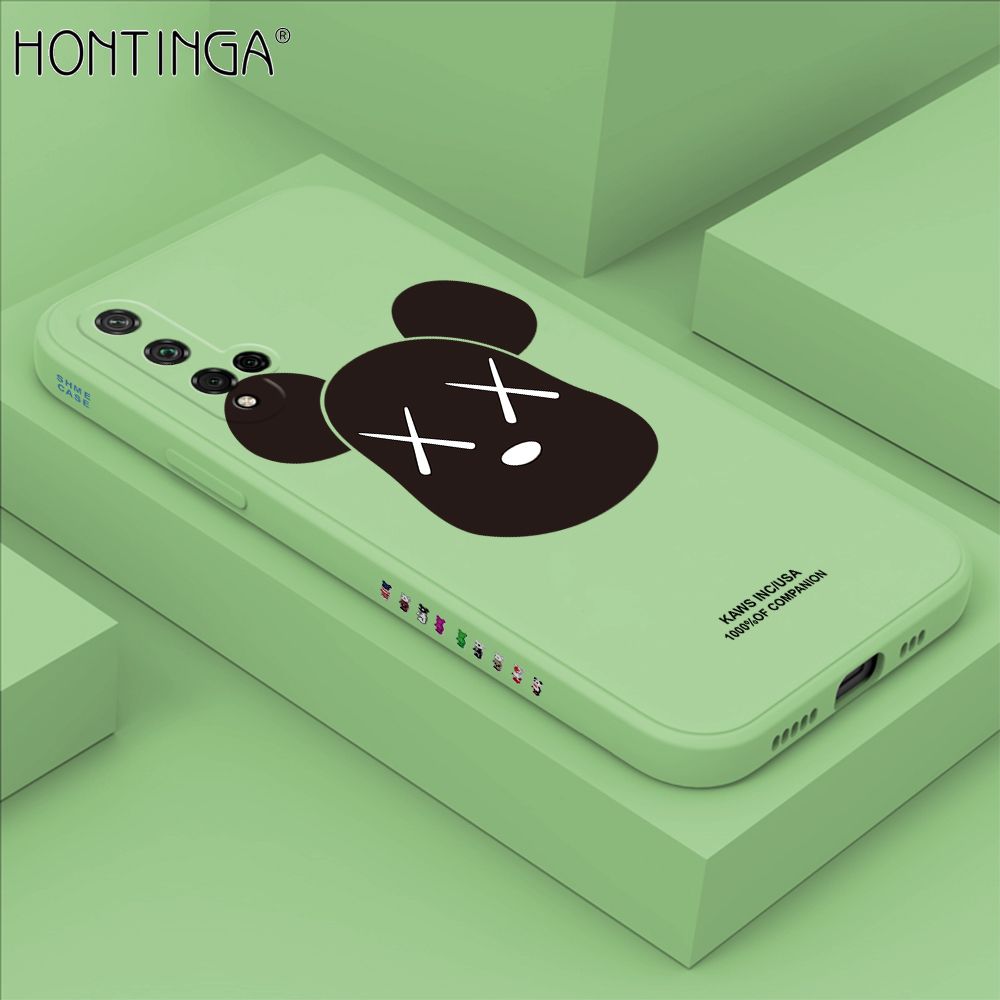 Hontinga for Honor 20 / Nova 5T Case Side Design Violent Bear Head Back Cover Soft Square Edge Pattern Liquid Silicone Trend Phone Cases