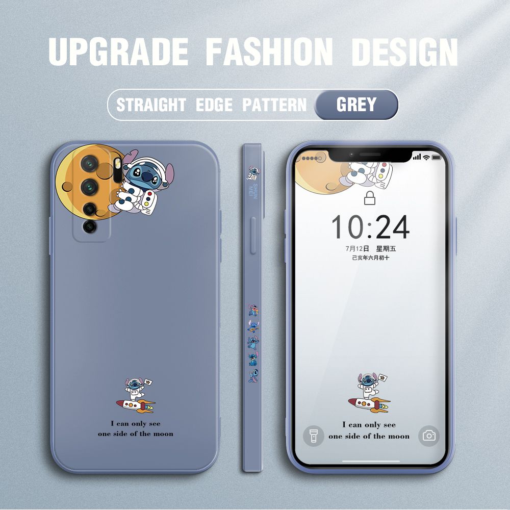 Jizetin for Huawei Nova 7 SE Case Side Design Phone Cover  Astronaut Stitch Cover Square Edge Pattern Liquid Silicone Trend Case