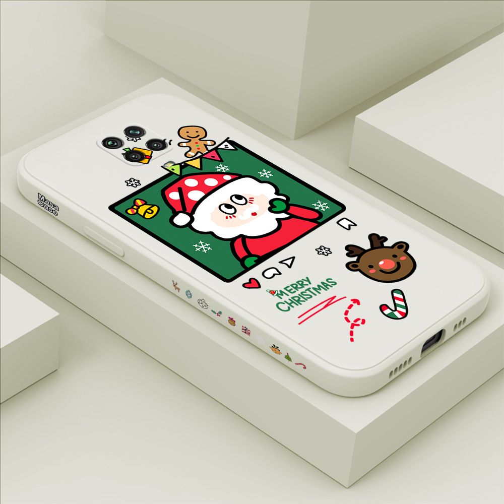 ZeroQiQi for Redmi Note 9S Case Santa Claus Christmas Gifts Side Printing Cases Soft Liquid Silicone Phone Cover