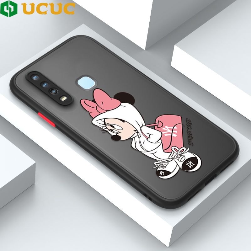 UCUC for Vivo Y17 Y15 Y12 Back Cover Satchel Minnie Frosted Transparent Hard Phone Case Thin Shockproof Full Cover Camera Protect Case