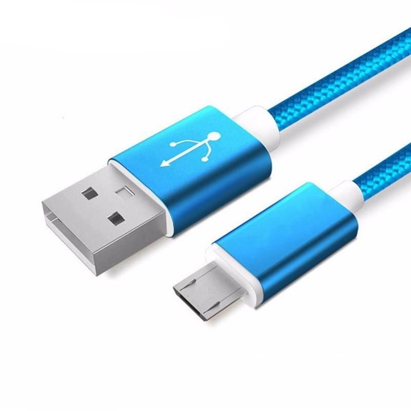 Nylon Data USB Charging Cable Line For Smart Phones - Blue