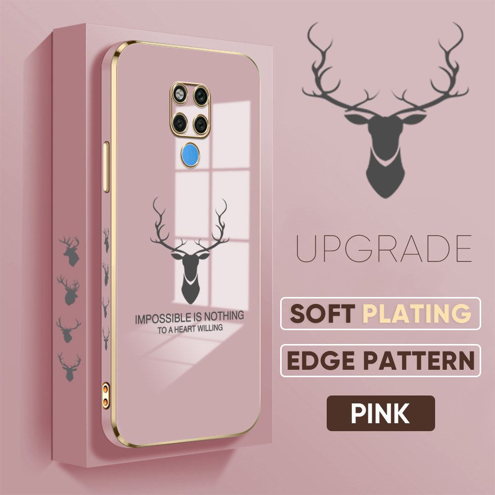 TA for Huawei Mate 20 X Back Cover + Free Lanyard Simple Antlers Luxury 6D Plating Case Side Pattern Soft Silicone Square Phone Cases