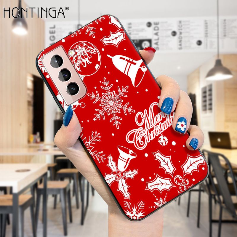 Hontinga for Samsung S21 5G Case Merry Christmas Gifts for Girls Boys Phone Cover Shockproof Soft Silicone TPU Cases