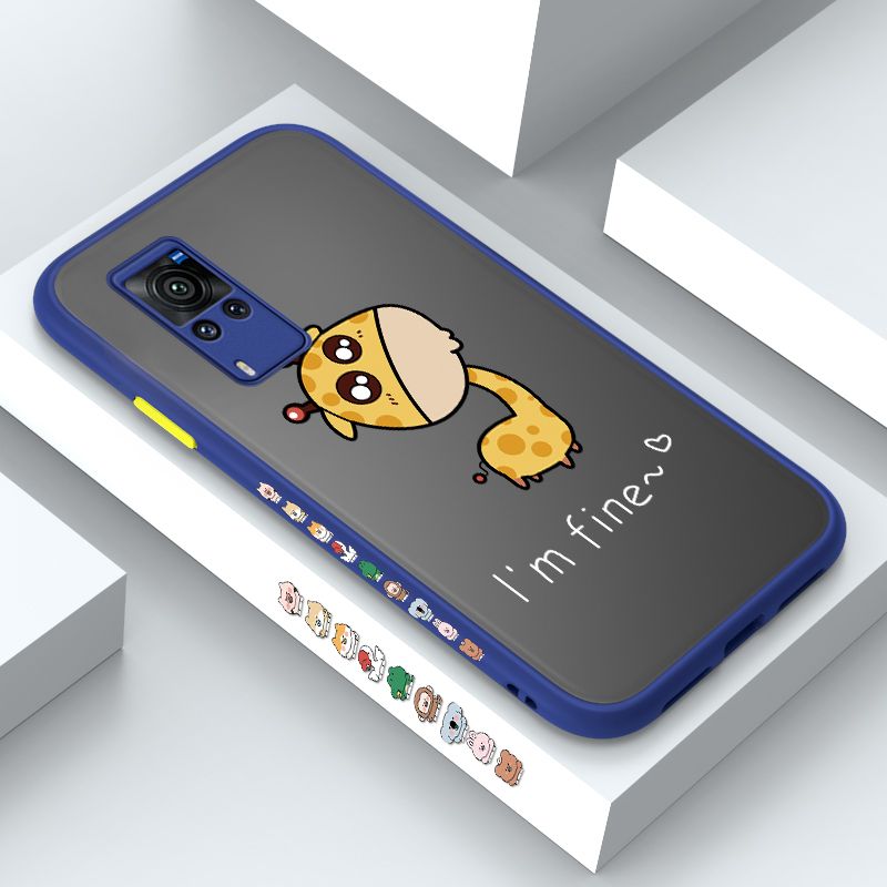 ZeroQiQi for Vivo X60 Pro Case Cute Funny Giraffe Side Printing Cover Frosted Ultra Thin Protective Anti Fall Phone Case