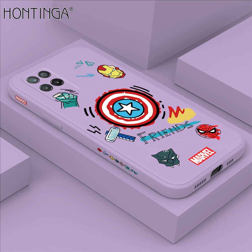 Hontinga for Realme 8 5G Case Side Design Trendy Cartoon Sign Back Cover Soft Square Edge Pattern Liquid Silicone Phone Cases