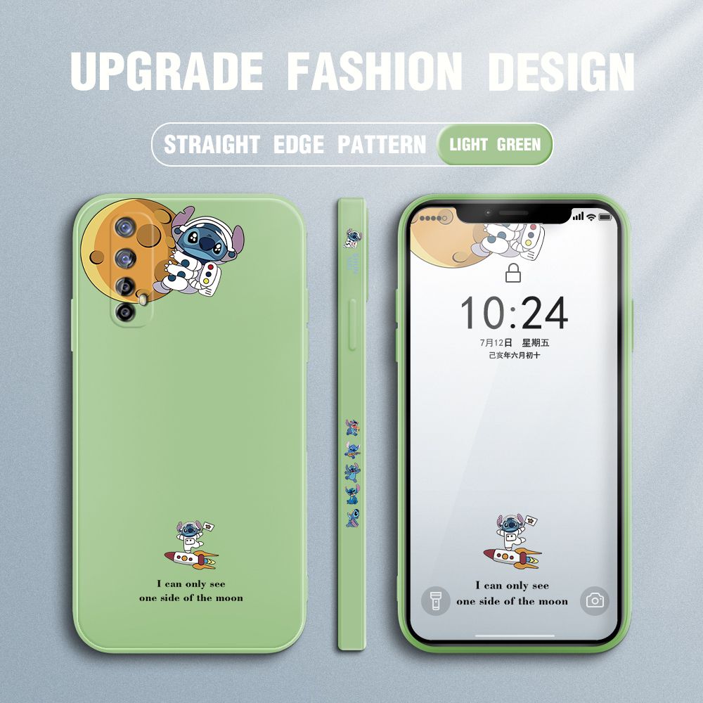 Jizetin for Realme 7 Case Side Design Phone Cover  Astronaut Stitch Cover Square Edge Pattern Liquid Silicone Trend Case