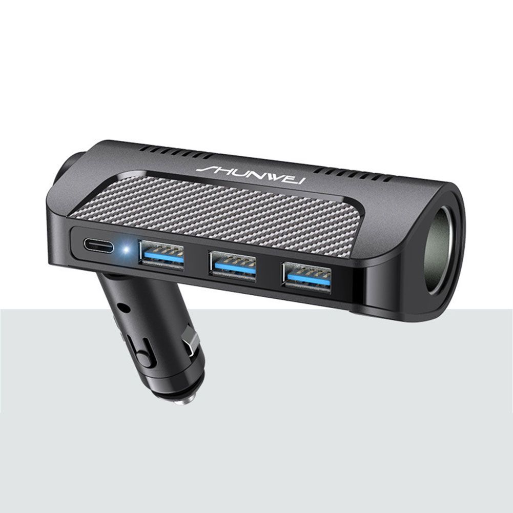 The new PD car charger 5A car charger three USB car charger fast charge Type-c fast charge PD rotatable charger with nice material