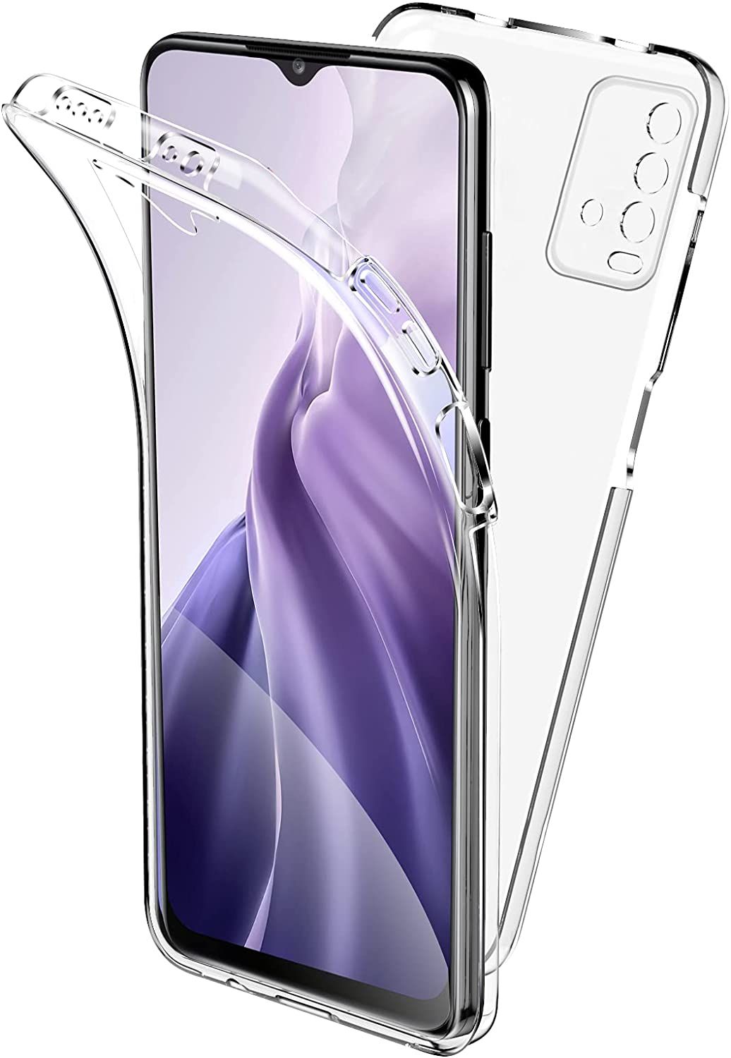 For Xiaomi Redmi 9 Power Cover Shockproof 360 Degree Full Body Protection Phone Case Crystal Clear Hard PC Back Cover & Soft TPU Silicone Front Case